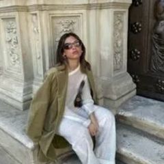 Reduced Fab Zara Light Khaki Green Velvet Coat