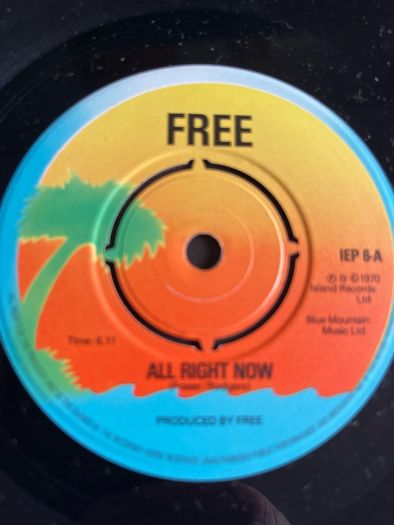 Free. All right now picture sleeve vinyl record in vg condition