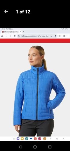 Helly Hansen Crew Insulated Jacket 2.0  - Ultra Blue - Size L UK 14 - BNWT RRP 170