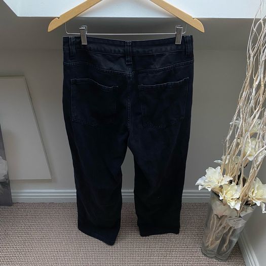 MYOURSA High Waisted Wide Leg Jeans in Washed Black Size Medium