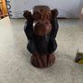 1970s Vtg. 5.5 inches Carved Wood Monkey Primitive Folk Art - Hear No Evil/MOP Eyes Image 2
