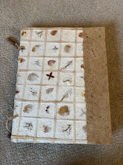 Handmade Botanical Paper Photo Album Pressed Leaf and Elephant Relief Craft