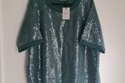Womens Rd Williams Emerald Green Sequin Short Sleeve Jumper Sweater Size Uk 20-22  Eu 48-50 Brand New Bnwt