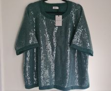 Womens Rd Williams Emerald Green Sequin Short Sleeve Jumper Sweater Size Uk 20-22  Eu 48-50 Brand New Bnwt