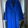 River Island Cobalt Blue Relaxed Fit Double Breasted Coat Size 12 Image 2