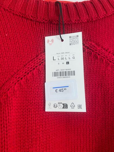 Zara Red Oversized V Neck Jumper  Size Large