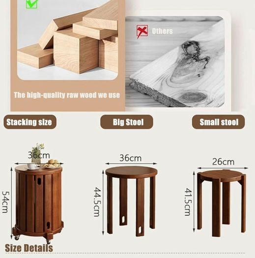 Stacking nest of tables stools Dining, Makeup Stool, Bedside Table, or Small Side Table.