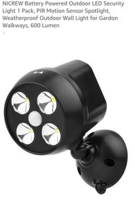 NICREW Battery Powered Outdoor LED Security Light