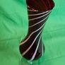 Elegant Murano-style vase made of art glass in ruby red with white spiral stripes Image 6