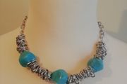 DesignSix London Grange Necklace New With Tags Turquoise Stones On Silver Tone Chain
