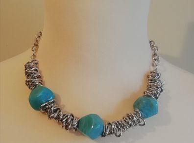 DesignSix London Grange Necklace New With Tags Turquoise Stones On Silver Tone Chain