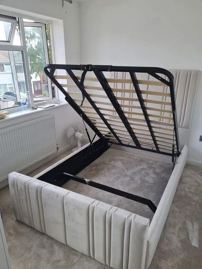 Brand New  Double Frame Beds Available With Optional Ottoman Storage & Tufted Memory Foam Mattresses