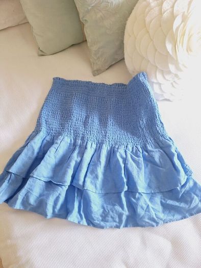 Blue Linen Skirt - Size L
