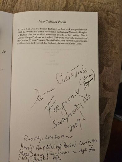 Eavan Boland New Collection Of Poems First Edition Paperback In Good Condition. See Photos For Same.