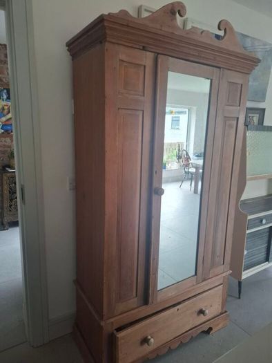 Old vintage pine wardrobe