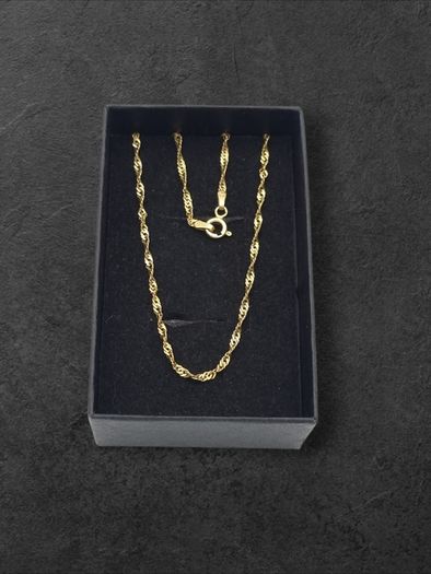 925 Vintage Gold Plated Sterling Silver Italian Signed Flat Curb Diamond Cut Long Chain