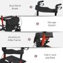 Lightweight Walking Frame, Rubber Wheels, Rollator Walker with Seat and Wheels with Adjustable Handle, Bag, Red Image 4