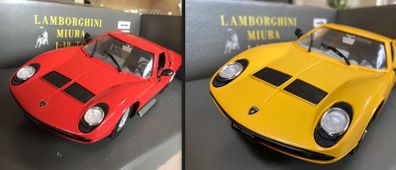 Lamborghini Miura two models.Red and yellow Scale 1/18 Polistil