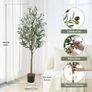 5FT Artificial Olive Tree, 150cm Large Tall Fake Plants, Artificial Olive Plants with Lifelike Leaves, Wood Trunk, Fruits, Suitable for Indoor Outdoor Living Room Garden Decor Image 2