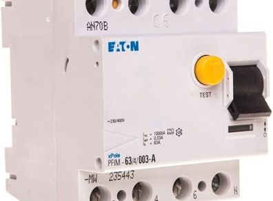 Eaton PFIM Series Residual Current Device, 63A, 4-Pole, 30 mA, Type A, 10 kA 230V, 400 V