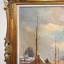 Magnificent Large-Scale Dutch Winter River Landscape Oil Painting Image 3