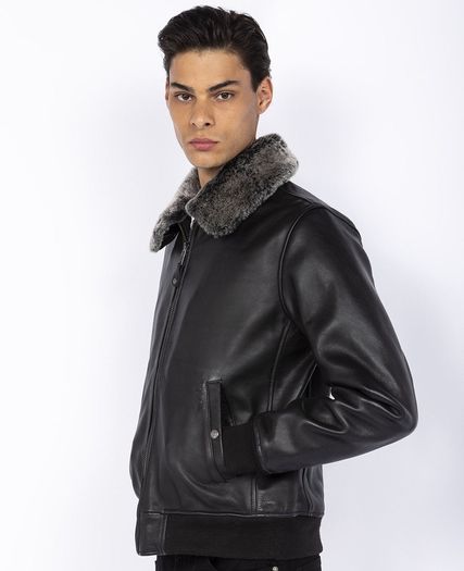 New Schott NYC LC930D Pilot Cowhide Leather Men's Jacket, Removable Collar