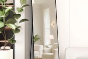 Full Length Mirror 140x40cm Free Standing, Hanging or Leaning, Large Floor Mirror with Black Aluminum Alloy Frame for Living Room or Bedroom