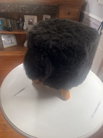 Sheep faux fur and wood Childers stool