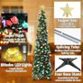 6FT/1.8M Pop Up Tinsel Christmas Tree with 100 Timer Lights & Remote, Collapsible Artificial Pencil Tree Xmas Decoration for Home, Office, Party, USB Powered, Easy Assembly Image 7