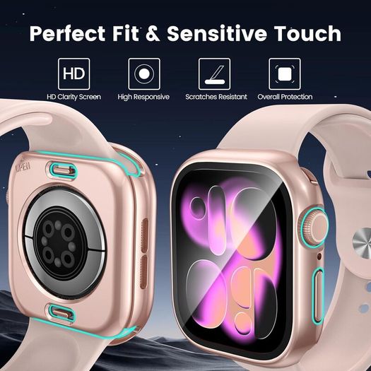 [2 in 1] Waterproof Case for Apple Watch Series 11/10 42mm Screen Protector,360 Protective PC Cover Tempered Glass,Front & Back Bumper for iPhone Watch 42mm