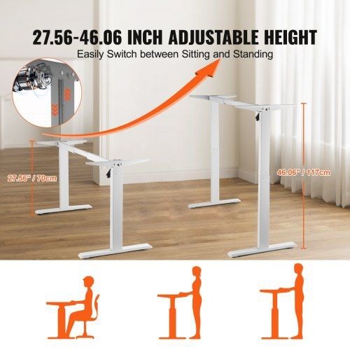 Standing Desk Frame, Adjustable 70-117 cm Height & 95-158 cm Length Electric Stand Up Computer Desk Legs, Ergonomic DIY Workstation Base for Home