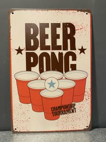 Beer Pong Tin Metal Sign