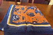 SAMOON scarf in navy with burnt orange and white