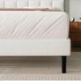 Double Bed Frame, Easy Assembly, Sturdy Wooden Slat Support, Upholstered Platform with Headboard, No Box Spring Needed, White Double Bed 135x190 Image 2