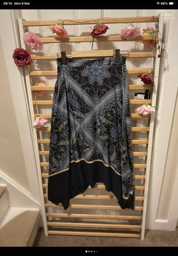 skirt paisley print asymmetrical hemline skirt H&M size small 10/12