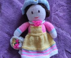 Hand-Knitted Doll with Basket Accessory