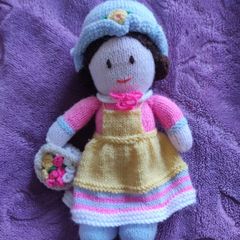 Hand-Knitted Doll with Basket Accessory