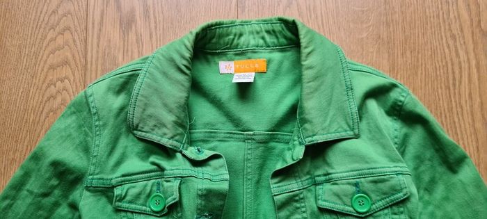 Green denim jacket