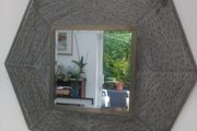 Large Octagonal mirror with woven wire frame