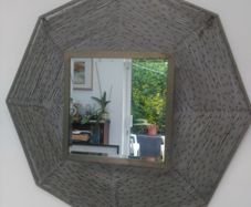 Large Octagonal mirror with woven wire frame