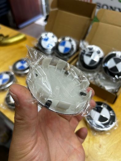 BMW Center Caps 68mm Blue Black set of 4