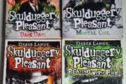 Skulduggery Pleasant 4 Book Bundle Books 1 &amp; 2 SIGNED and hand skull illustrations by Derek Landy