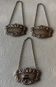 Rare Set  Irish Silver  Decanter Tag