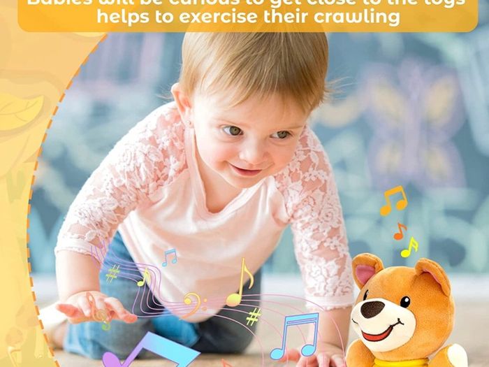 Baby Musical Toys for 6-12 Months, Interactive Bear Plush Toys Sound Toys with Light Up, Baby Sensory Toys for 1 2 3 Year Old Boys Girls, Learning Tummy Time Toys for 1st Birthday Gifts