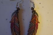 wooden feather earrings