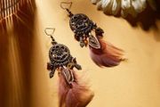Boho Style Earrings with Feathers