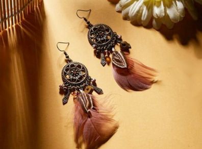 Boho Style Earrings with Feathers + other designs available