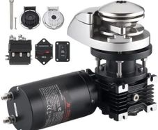 Vertical Fishing Windlass, 12V DC 600W, Windlass Anchor Systems Fit for 6.35 mm Chain or 14.3 & 15.9 mm Nylon Rope, Max Pull 320 kg, 316 Stainless Steel Construction, for Boats 6-11 m