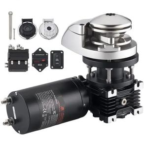 Vertical Fishing Windlass, 12V DC 600W, Windlass Anchor Systems Fit for 6.35 mm Chain or 14.3 & 15.9 mm Nylon Rope, Max Pull 320 kg, 316 Stainless Steel Construction, for Boats 6-11 m