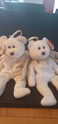 Collection of White & Grey Beanie Bears